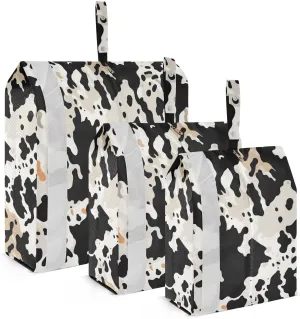Black White Cow Packing Cubes for Travel 3 Set Compressible Packing Cubes Luggage Bags Organizer for Vacation Clothes