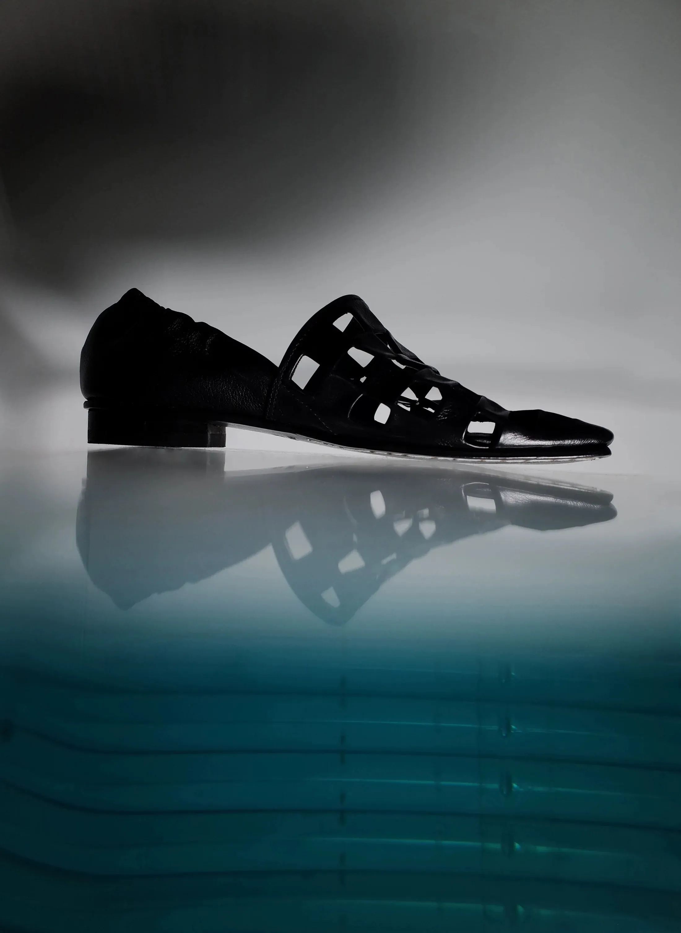 Black Woven Square Toe Flats