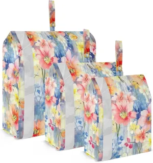 Blue Red Pink Flowers Packing Cubes for Travel 3 Set Travel Organizer Bags Luggage Bags Organizer for Carry On Suitcases