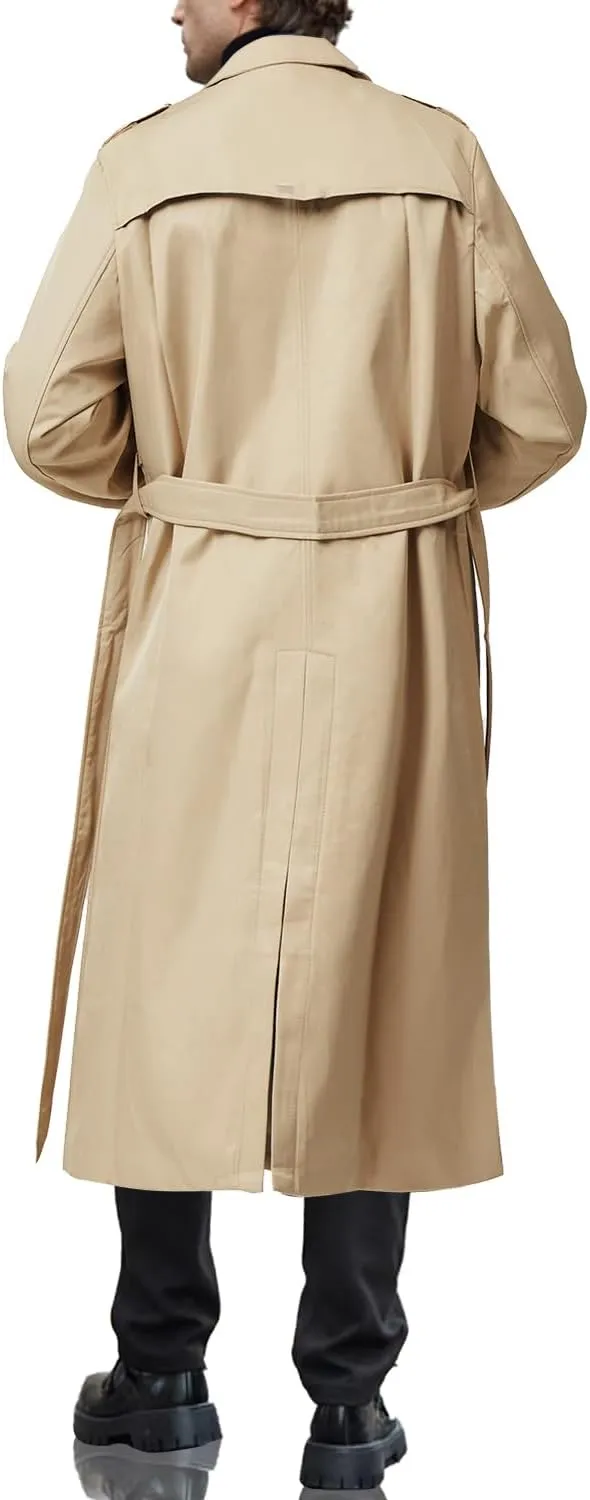 Botten Men's Trench Coat - Long Jacket Overcoat-Oversized Casual Windbreaker