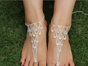 Bridal Rhinestones Barefoot Sandals for Beach Wedding Bridal Team