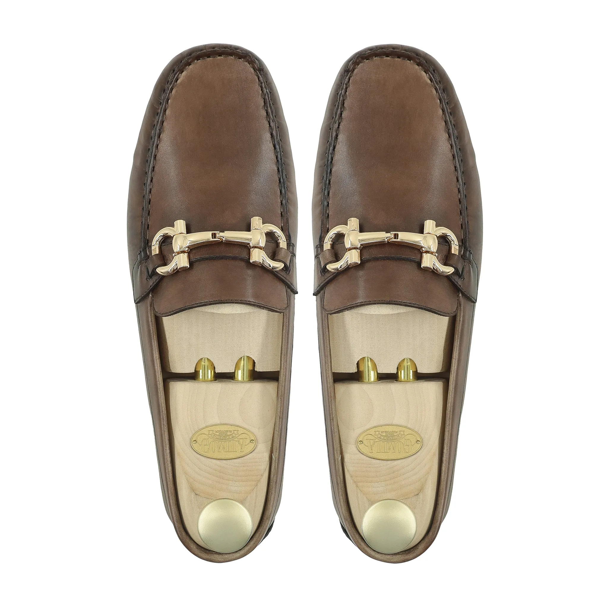 Britt - Men's Brown Patina Calf Leather Driver Shoe
