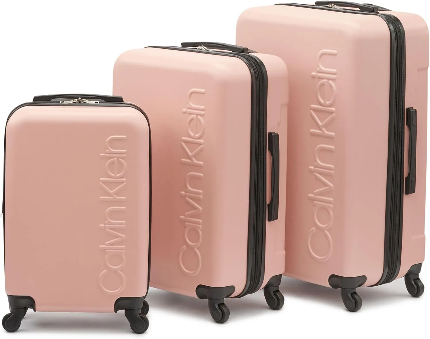 Calvin Klein Women's Hard Side Upright Luggage Spinner Light Weight Suitcase, Mellow Rose, Medium