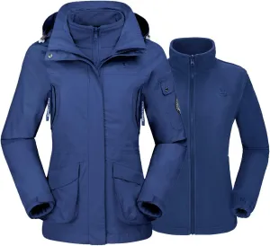 CAMEL CROWN Womens Waterproof Ski Jacket 3-in-1 Windbreaker Winter Coat Fleece Inner for Rain Snow Outdoor Hiking