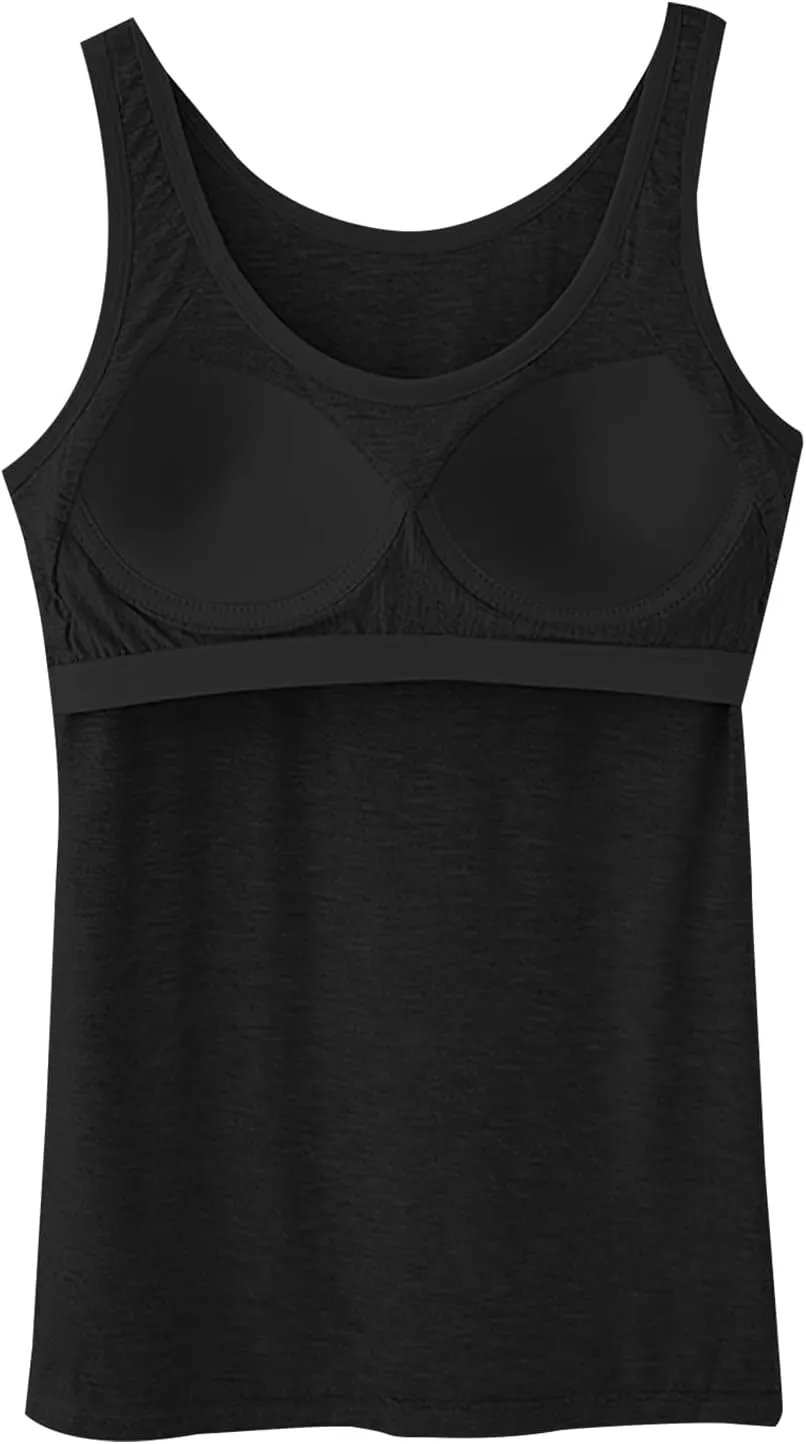 Camisole Tops for Women Built in Bra Spaghetti Strap Workout Yoga Shirts Basic Padded Tank Tops Summer New Camisole