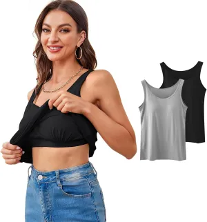 Camisole Tops for Women Built in Bra Spaghetti Strap Workout Yoga Shirts Basic Padded Tank Tops Summer New Camisole