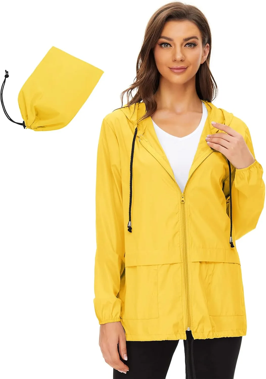 Century Star Packable Rain Jackets for Women Waterproof Lightweight Raincoat with Hood Windbreaker Jacket Women Rain Coats