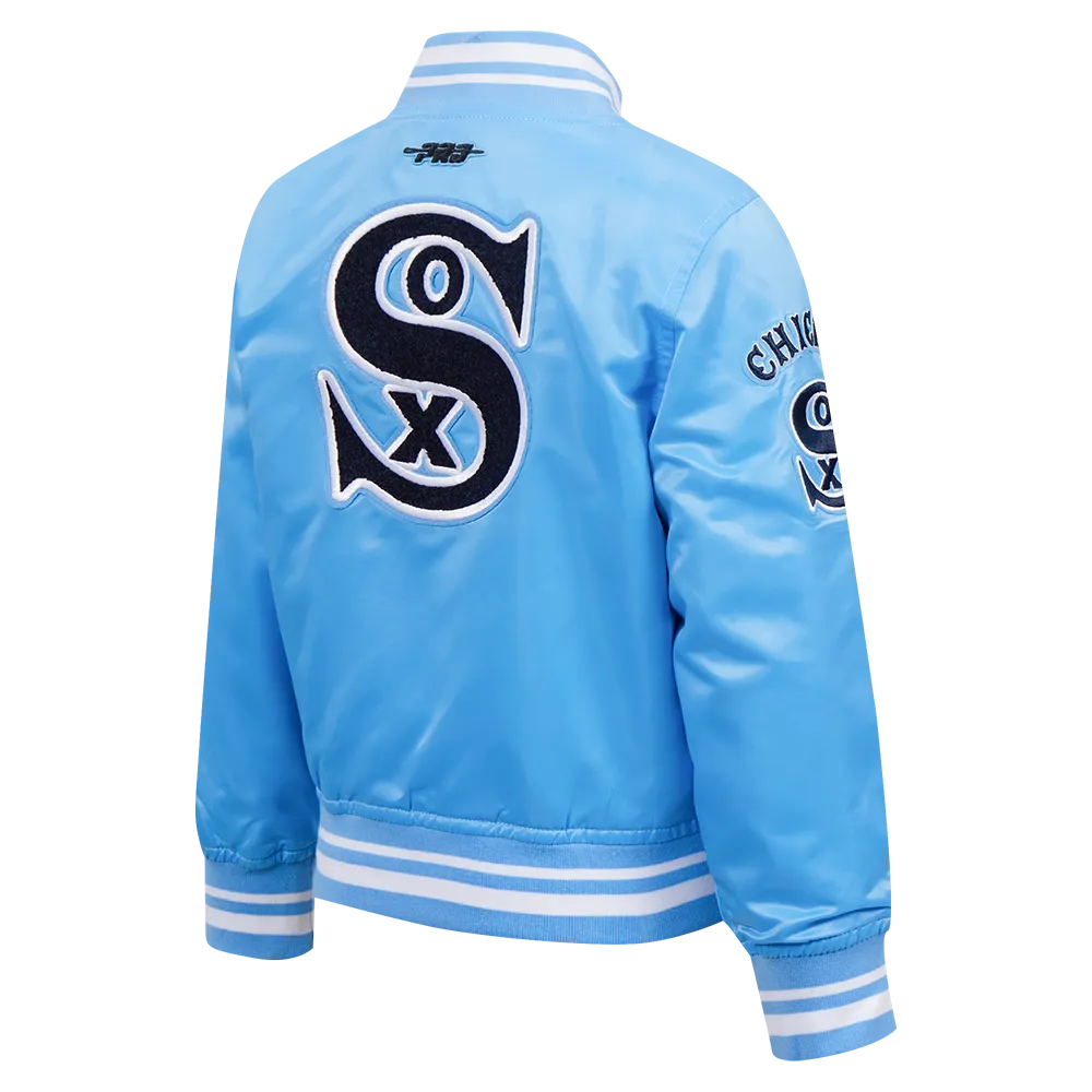 CHICAGO WHITE SOX RETRO CLASSIC TODDLER BOYS RIB SATIN JACKET (UNIVERSITY BLUE)
