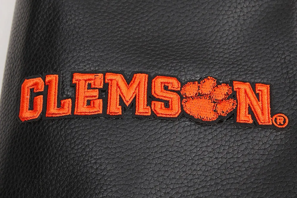 CLEMSON UNIVERSITY CLASSIC RIB WOOL VARSITY JACKET (BLACK/ORANGE)