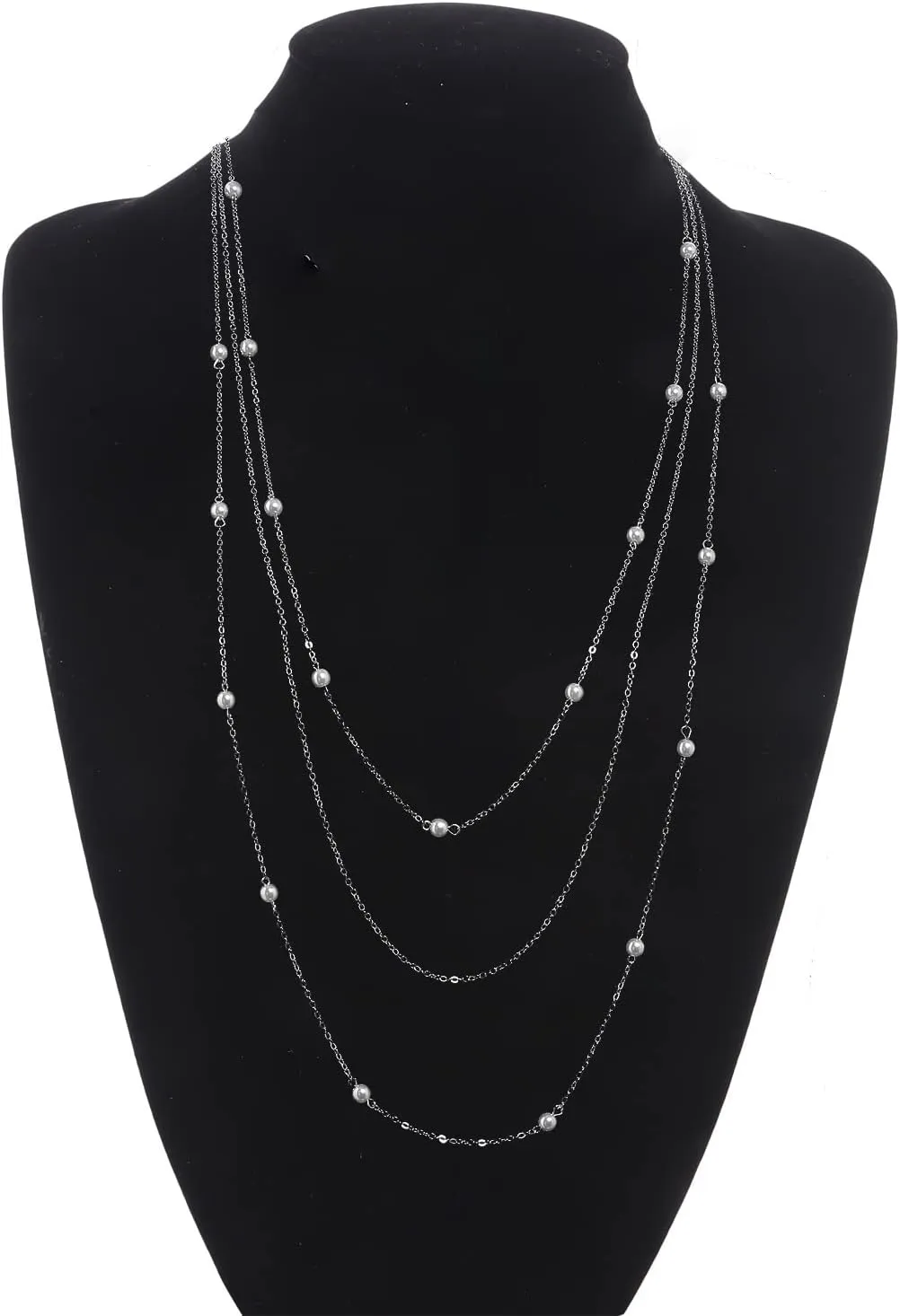 COLORFUL BLING Multilayer Choker Long Chain Tassel Pendant Necklace for Women Beads Necklace Long Bar Charm Chain Jewelry