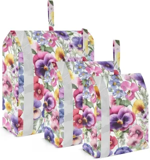 Colorful Flowers Orchid Floral Packing Cubes for Travel 3 Set Compression Packing Bags Luggage Bags Organizer for Luggage