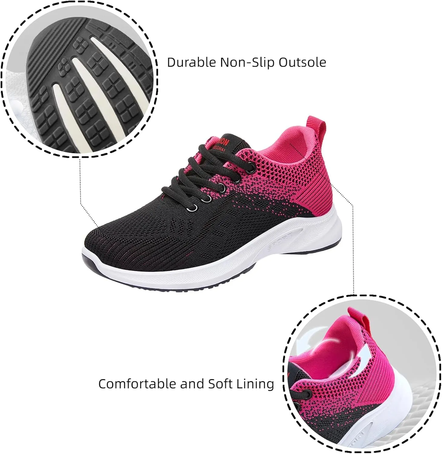 Comfortwear Ortho Shoes for Women Lightweight Slip On Running Walking Shoes Sports Fashion Training Sneakers