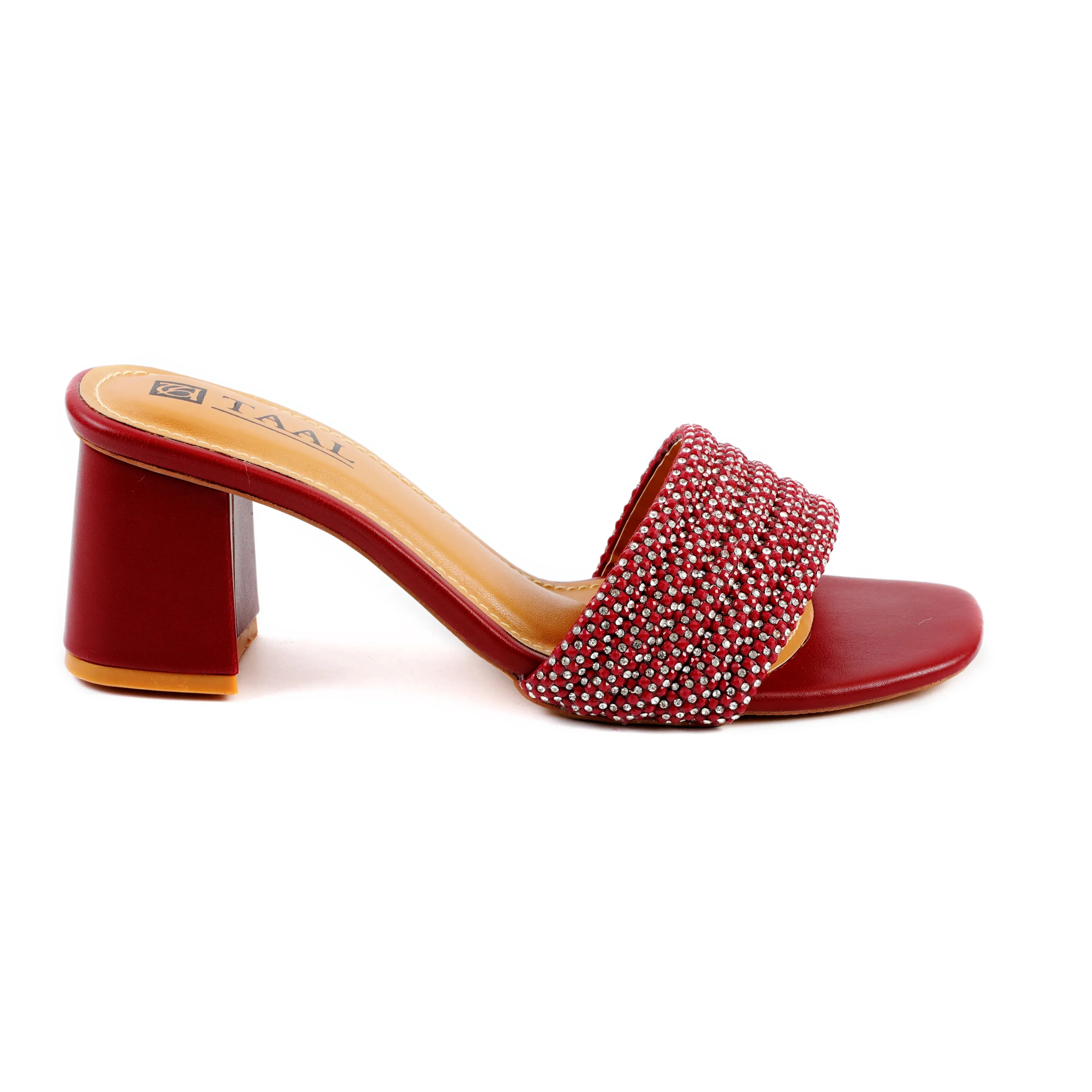 Coral Maroon Women Block Heel Slippers