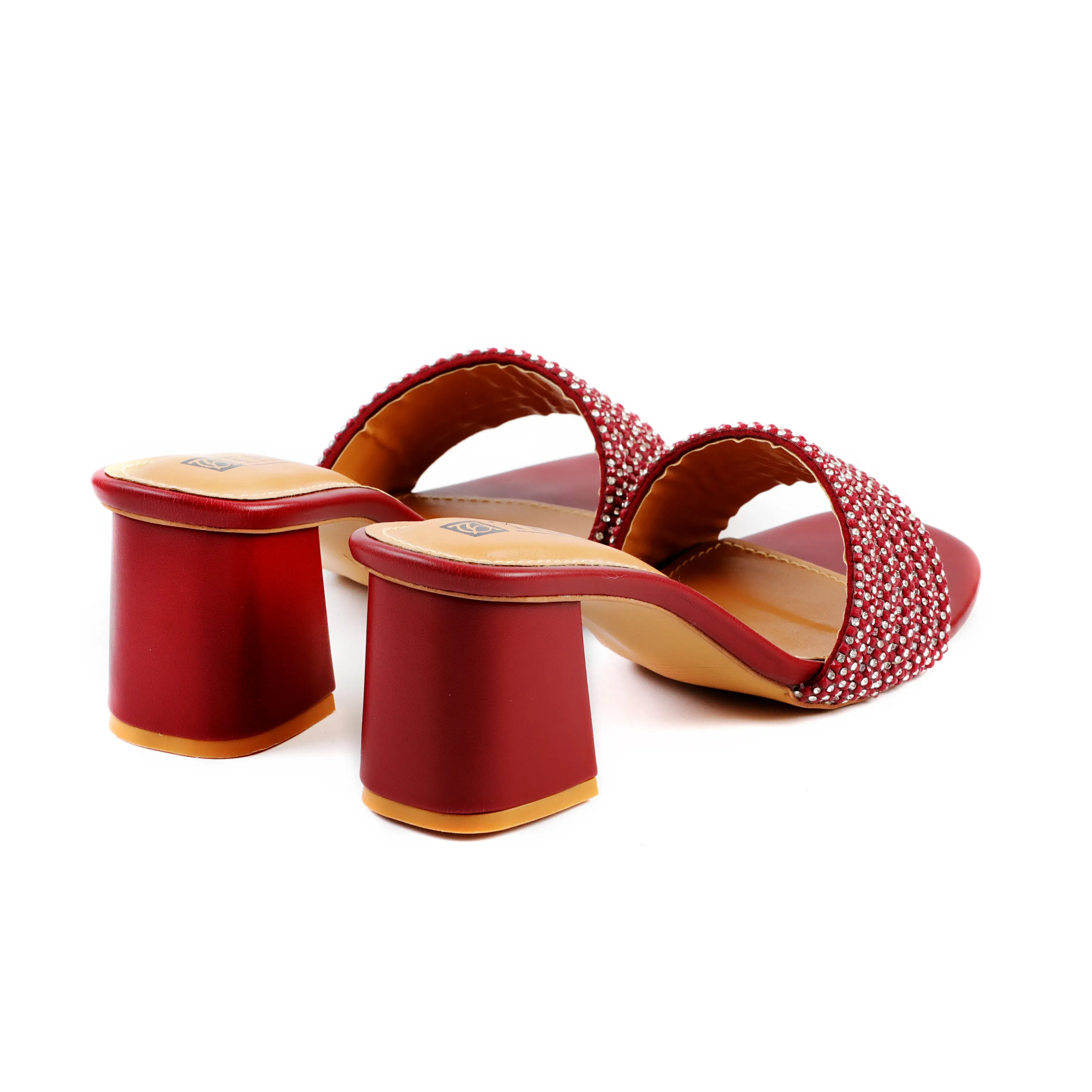 Coral Maroon Women Block Heel Slippers