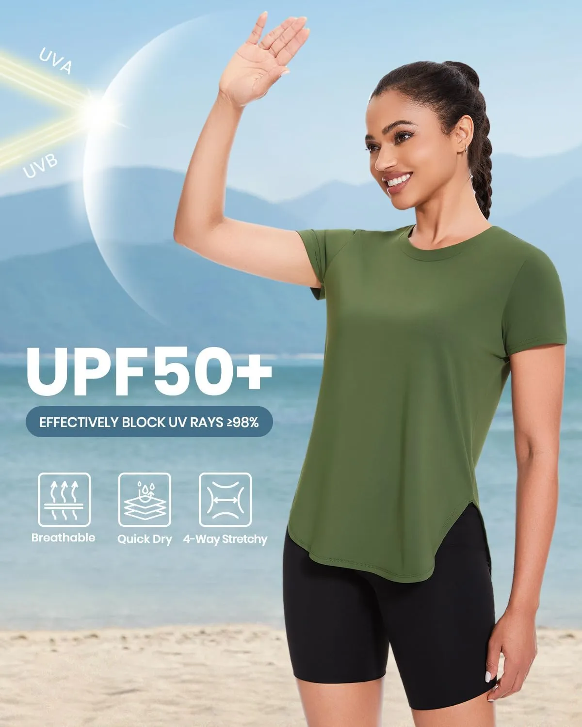 Cosy Pyro 4-Pack Workout Tops for Women UPF 50  Yoga Shirts Short Sleeve Athletic T-Shirts Quick Dry Running Gym Tee