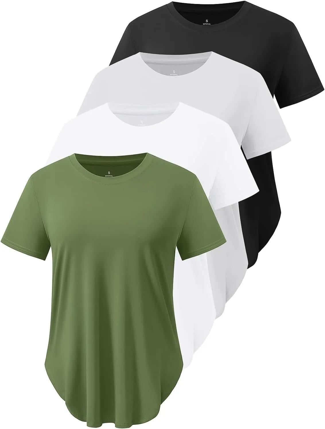Cosy Pyro 4-Pack Workout Tops for Women UPF 50  Yoga Shirts Short Sleeve Athletic T-Shirts Quick Dry Running Gym Tee