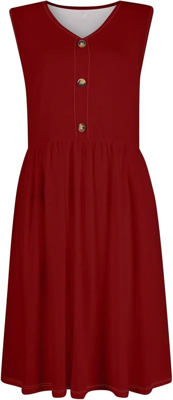 COTECRAM Summer Dresses for Women 2025 Beach Vacation Casual Sleeveless Tank Sundresses Boho Hawaiian Dress with Pockets