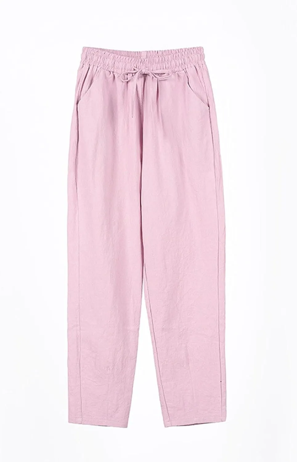 Cotton Linen Pants Women Palazzo Straight Lounge Drawstring Beach Linen Clothes for Women 2025