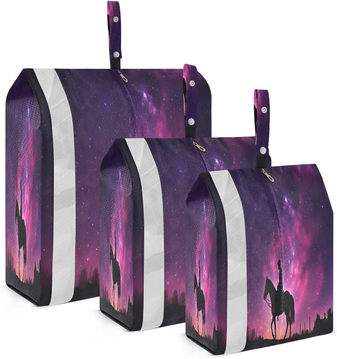 Cowboy Starry Night Purple Packing Cubes for Travel 3 Set Compression Packing Cube Luggage Bags for Carry On