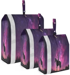 Cowboy Starry Night Purple Packing Cubes for Travel 3 Set Compression Packing Cube Luggage Bags for Carry On