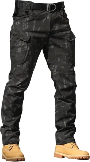 CRNTCEM Mens Camo Cargo Pants Straight Leg Army Combat Military Trousers Chinos Cotton Hiking Hunting Tactical Work Pants