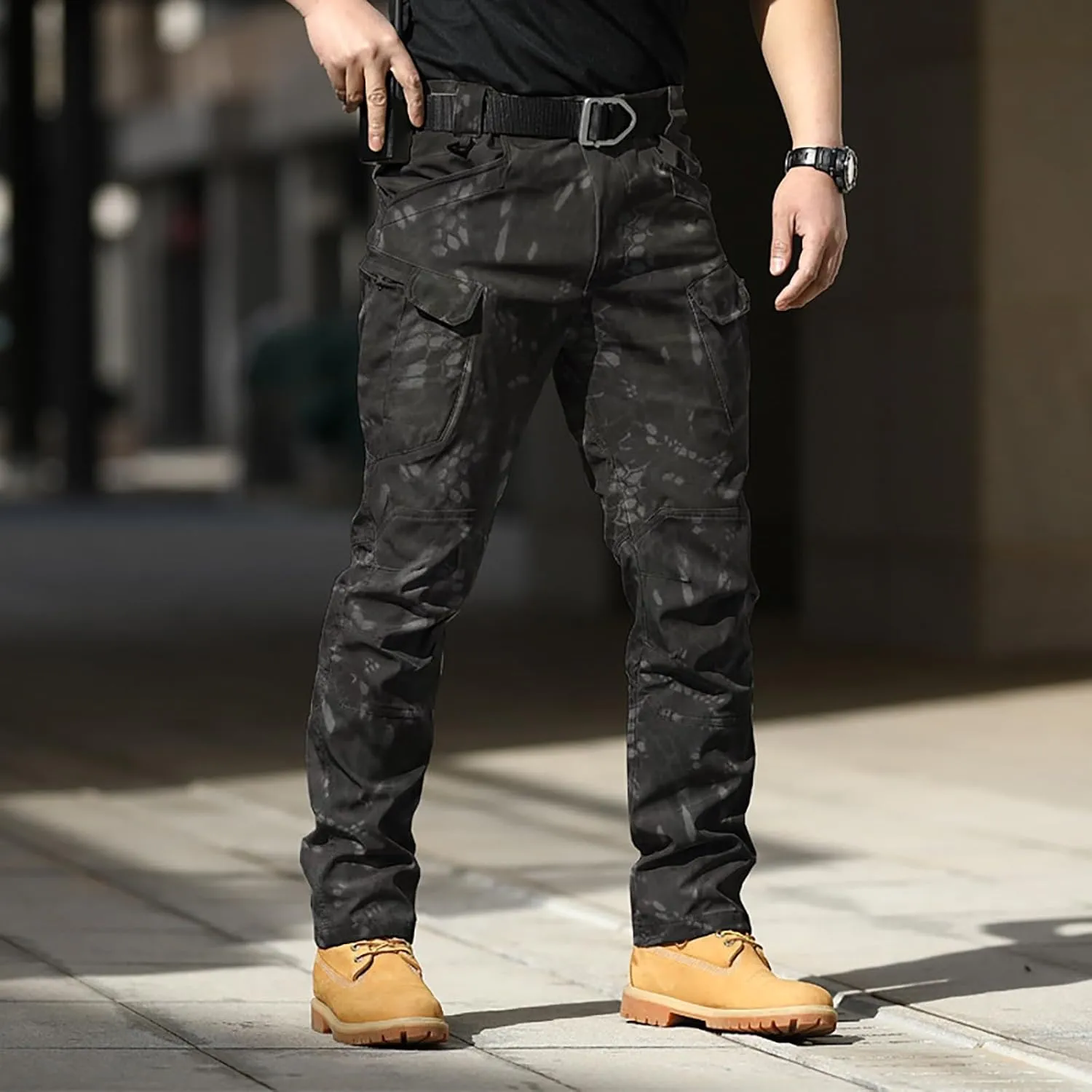 CRNTCEM Mens Camo Cargo Pants Straight Leg Army Combat Military Trousers Chinos Cotton Hiking Hunting Tactical Work Pants