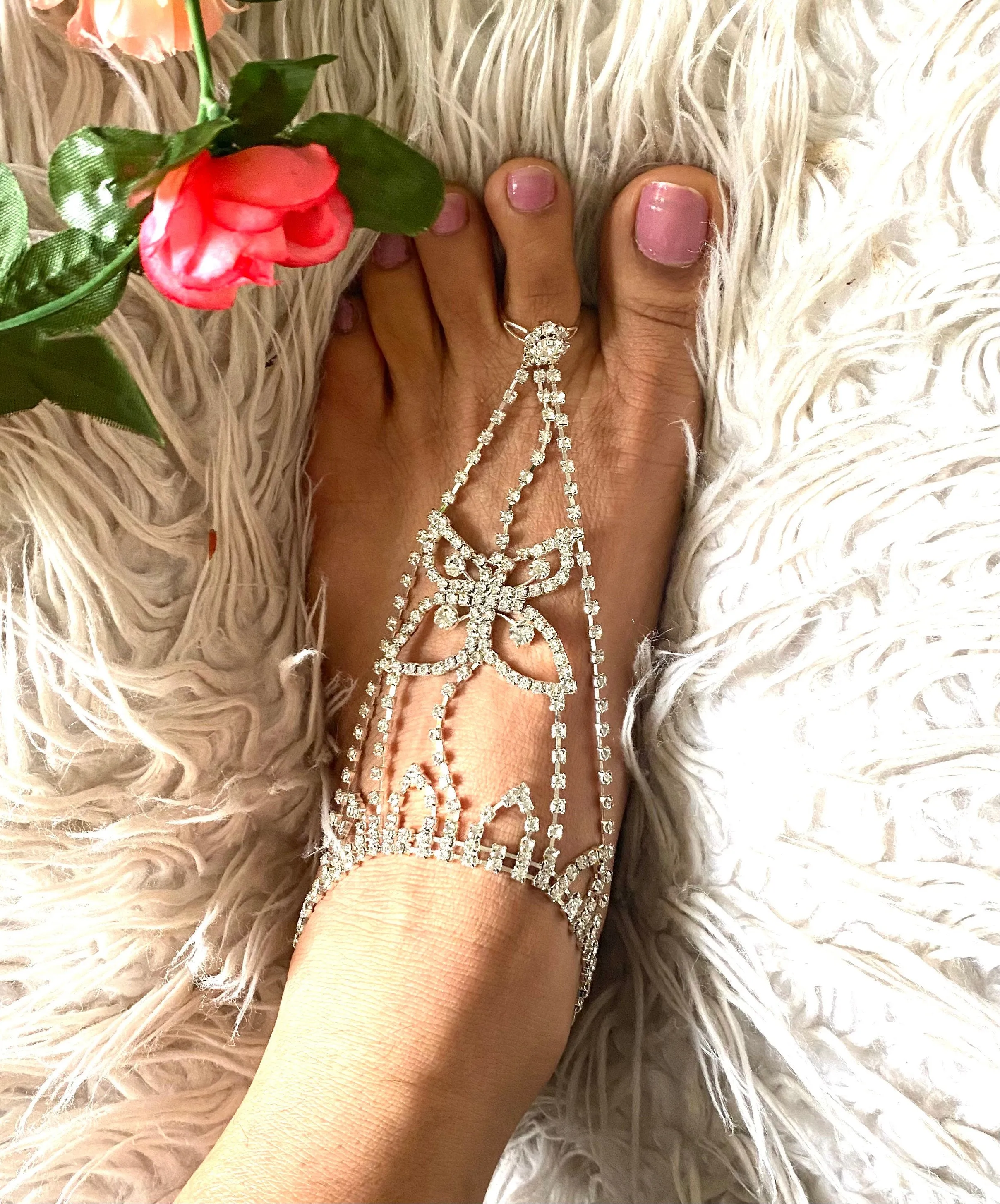 Crystal rhinestone barefoot sandals, butterfly barefoot sandals , bridesmaid barefoot sandal.barefoot beach wedding shoes, boho sandals