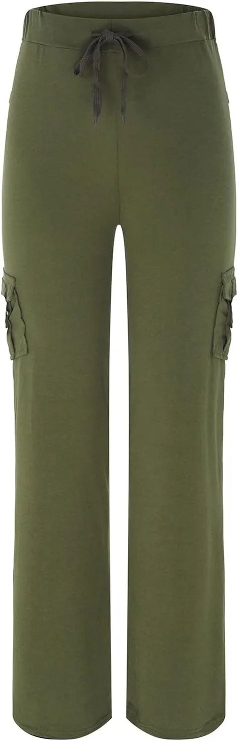 CTRLZS Linen Pants for Women Petite to Plus Size High Waist Drawstring Beach Pants Loose Fit Casual Summer Wide Leg Trousers