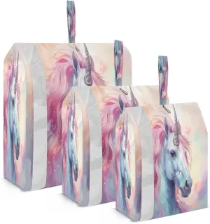 Cute Pink Unicorn Packing Cubes for Travel 3 Set Packing Cubes Large Suitcase Organizer for Vacation Clothes