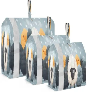Cute Sheep Snow Packing Cubes for Travel 3 Set Large Packing Cubes Suitcase Organizer Bags Set for Suitcases
