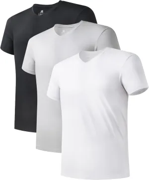 DAVID ARCHY Men's Undershirt Bamboo Rayon Moisture-Wicking V-Neck T-Shirts Stretch Tees for Men, 3 or 5 Pack