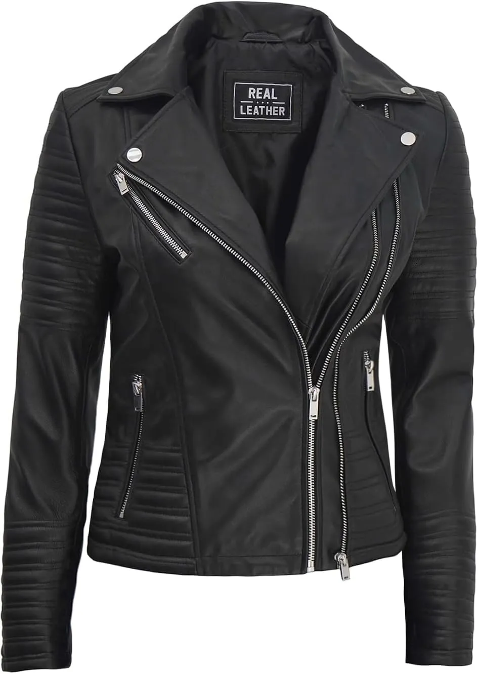 Decrum Asymmetrical Leather Jacket Women - Real Lambskin Leather Jackets for Women