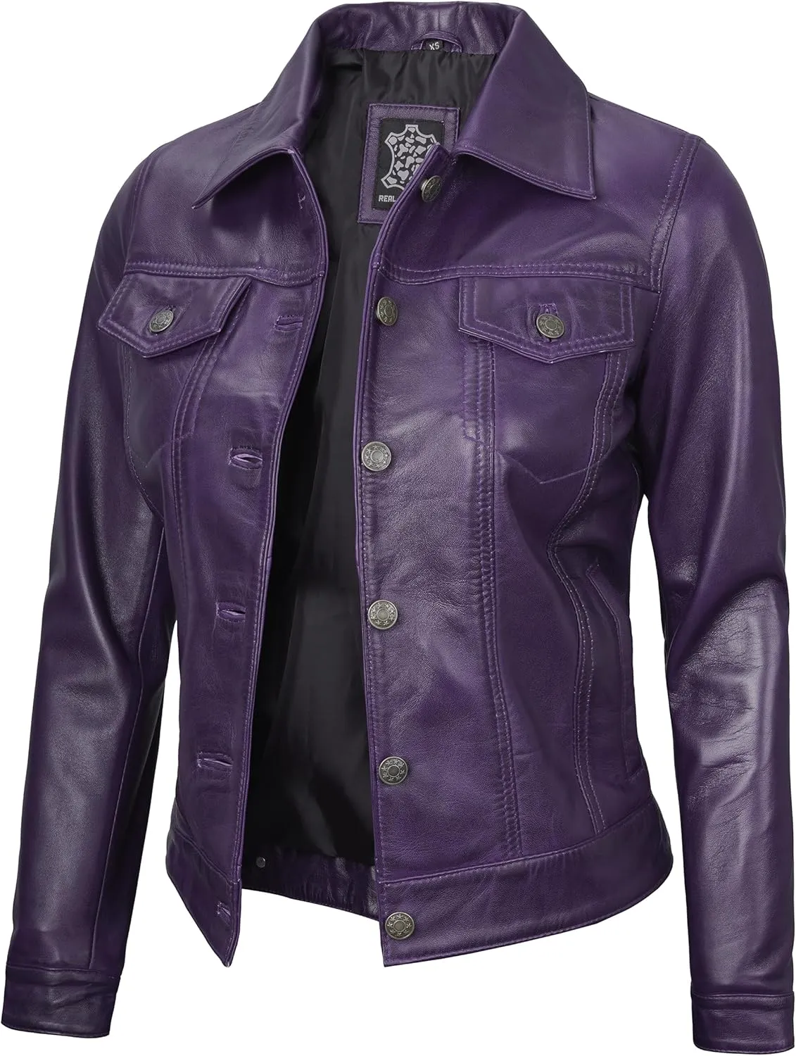 Decrum Womens Leather Jacket - Fashion Real Lambskin Leather Jackets for Women