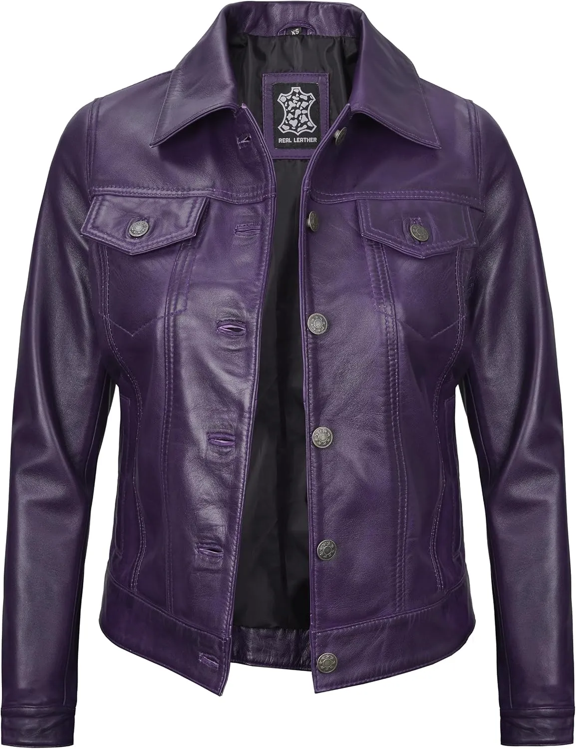 Decrum Womens Leather Jacket - Fashion Real Lambskin Leather Jackets for Women
