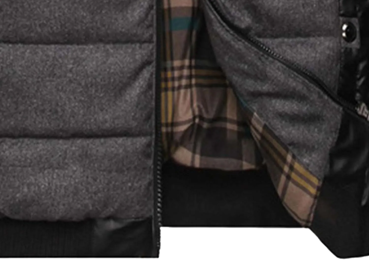 DGHM-JLMY Men's Shoulder Chest Rhombic Quilted Coat Thicken Stand Collar Warm Zipper Coat splicing Cotton-Padded Jacket