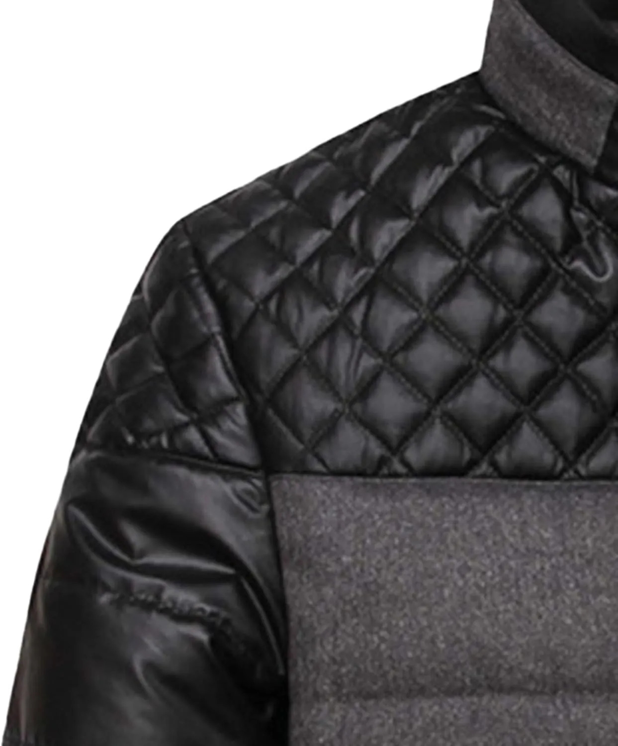 DGHM-JLMY Men's Shoulder Chest Rhombic Quilted Coat Thicken Stand Collar Warm Zipper Coat splicing Cotton-Padded Jacket