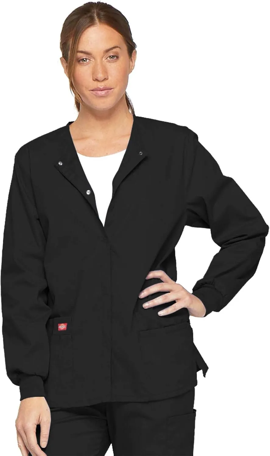 Dickies EDS Signature Scrubs for Women, Snap Front Scrub Jacket in Soft Brushed Poplin 86306