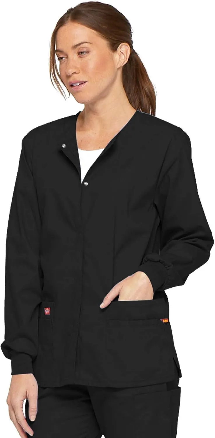 Dickies EDS Signature Scrubs for Women, Snap Front Scrub Jacket in Soft Brushed Poplin 86306
