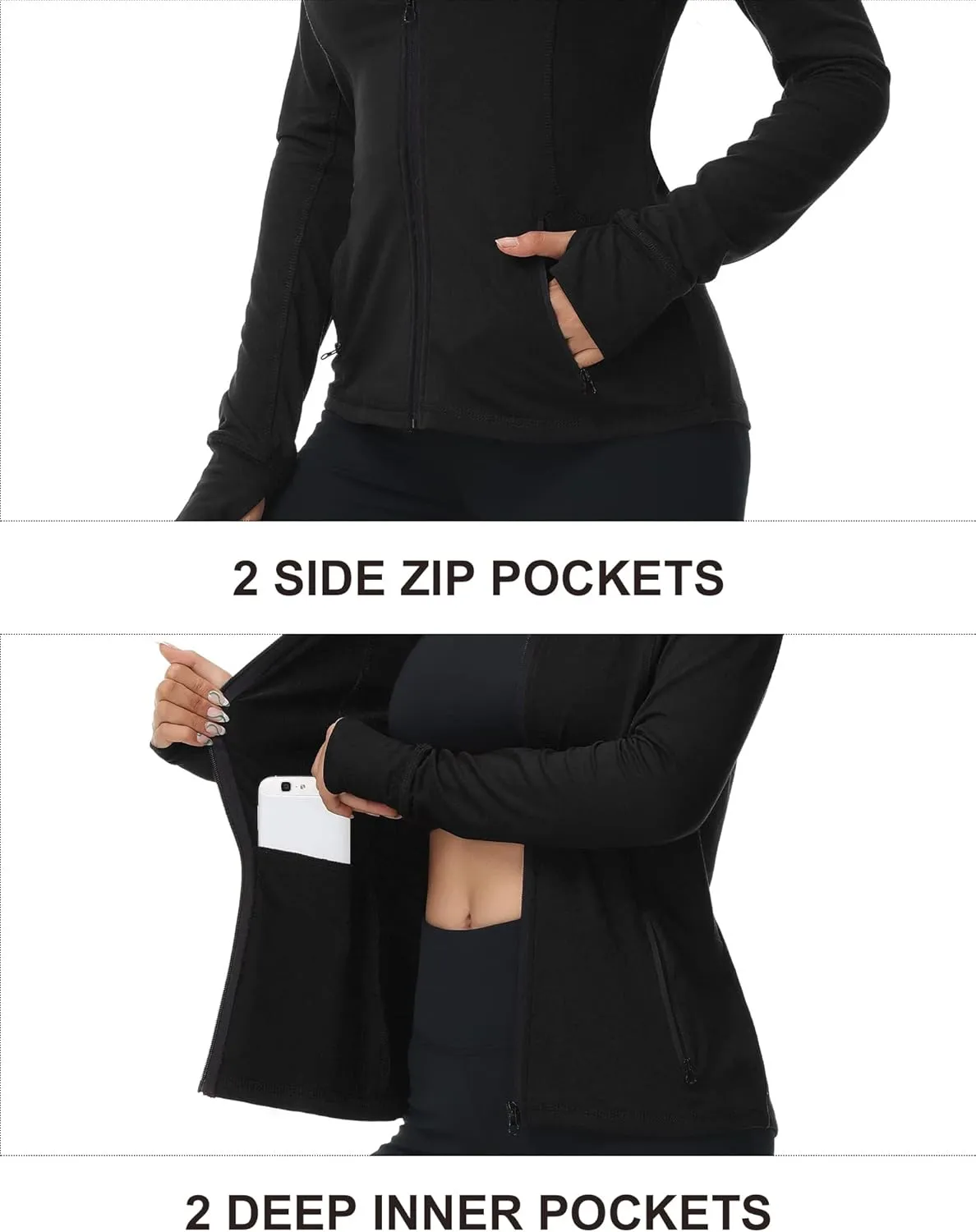 Dolcevida Womens Sports Jackets Zip Up Workout Yoga Jacket with Pockets