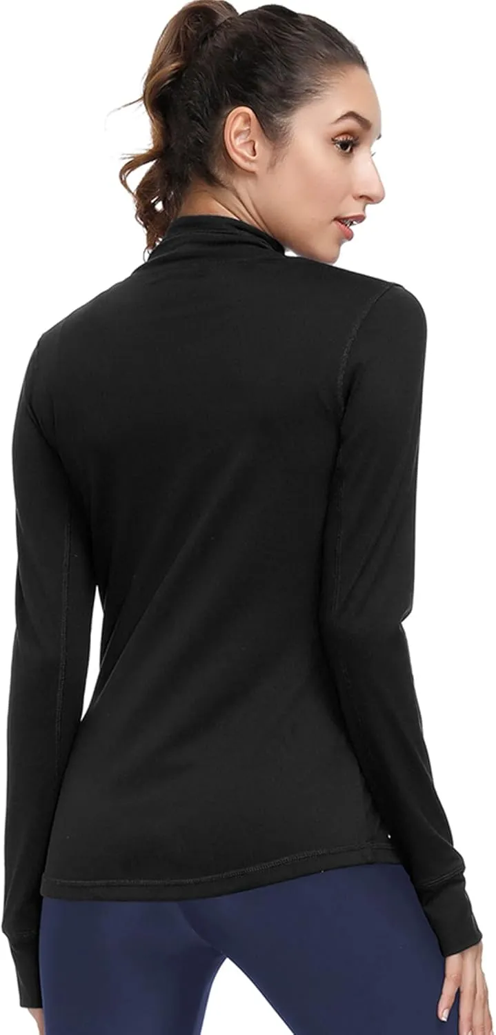 Dolcevida Womens Sports Jackets Zip Up Workout Yoga Jacket with Pockets