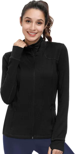 Dolcevida Womens Sports Jackets Zip Up Workout Yoga Jacket with Pockets