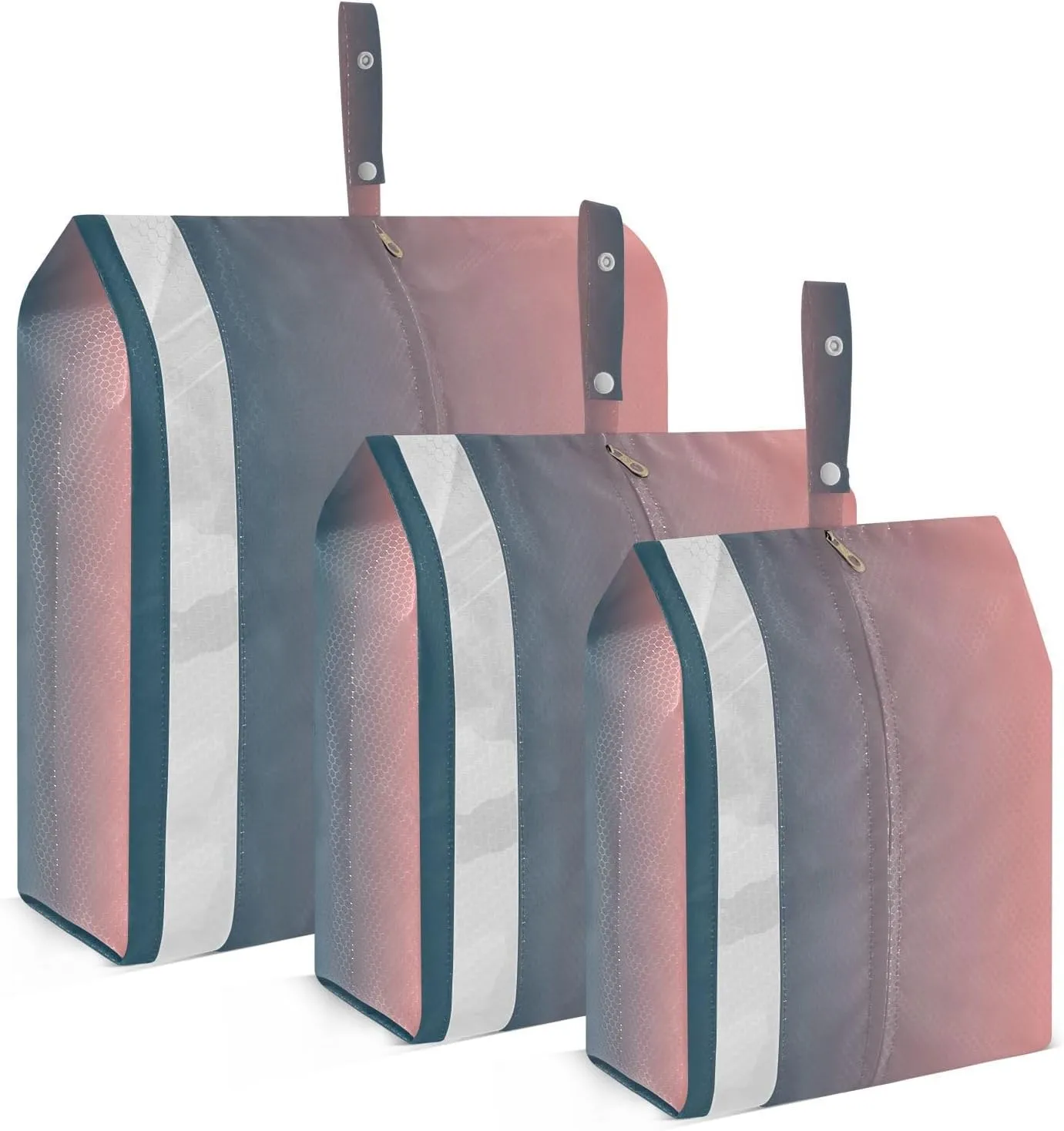 Dusty Blue Pink Gradient Packing Cubes for Travel 3 Set Compression Travel Bags Luggage Organizer Bags for Carry On