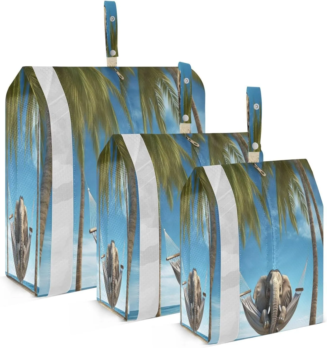 Elephant Palm Trees Packing Cubes for Travel 3 Set Packing Essentials Suitcase Organizer Bags Set for Suitcases