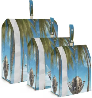 Elephant Palm Trees Packing Cubes for Travel 3 Set Packing Essentials Suitcase Organizer Bags Set for Suitcases