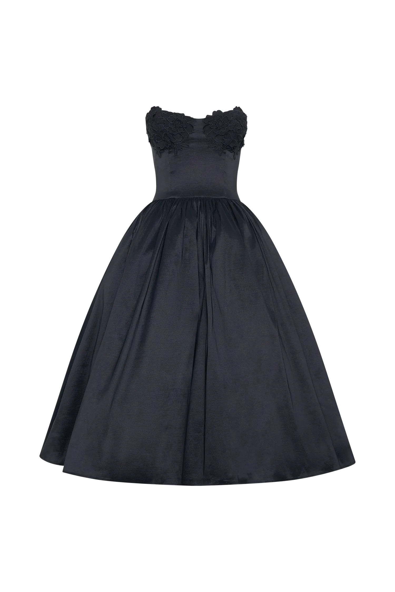 Elyssa Embroidered Midi Dress - Black