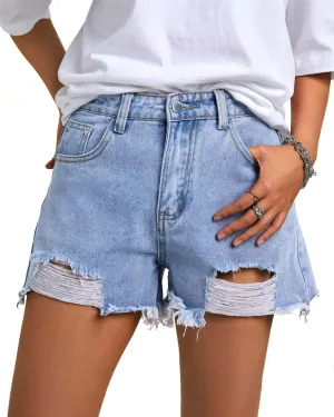 EMMIOL Womens Jean Shorts Summer Baggy Jorts Mid-Low Rise Ripped Denim Short Hot Pants 2025 Trendy