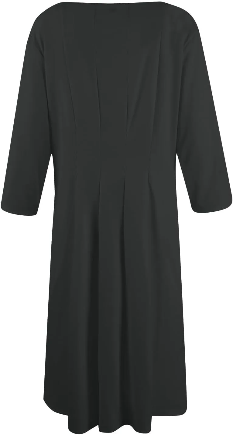 Fall Dresses for Women 2024 Casual A Line 3/4 Sleeve Crew Neck Flowy Pleated Midi Tshirt Dress with Pockets