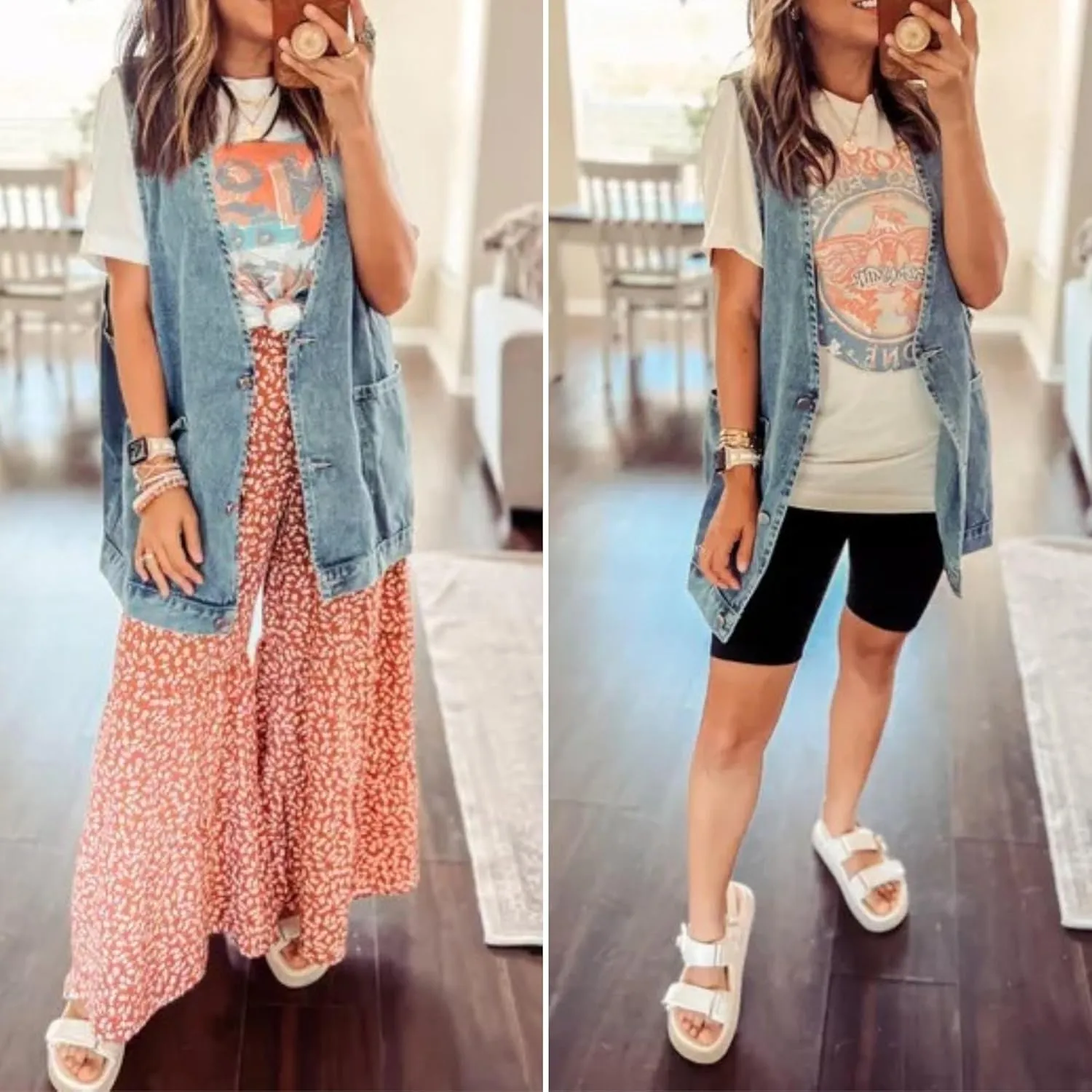 FindThy Womens Vintage Denim Jean Vest Oversized Button Down Jean Waistcoat Gilet