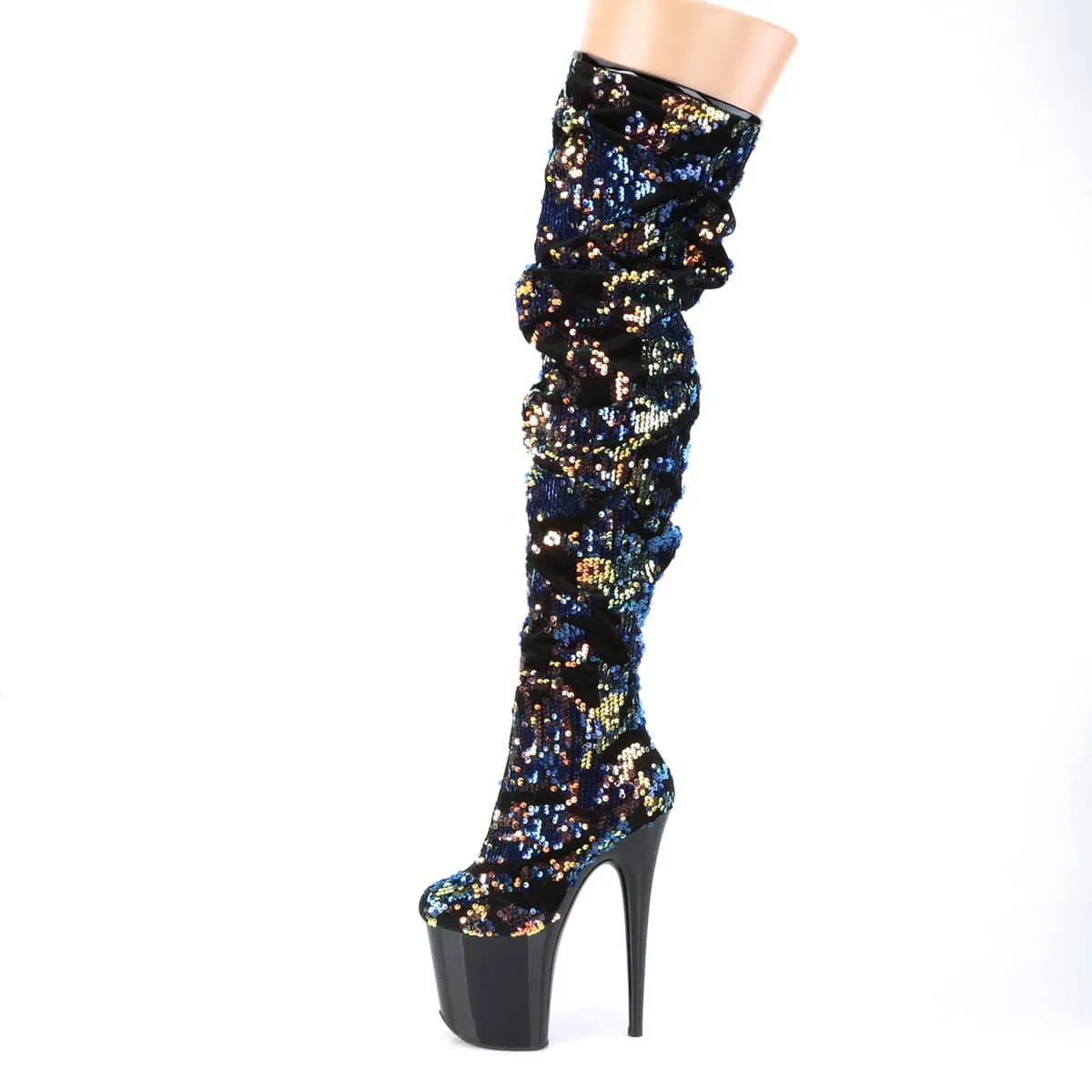 FLAMINGO-3004 Black Thigh High Boots