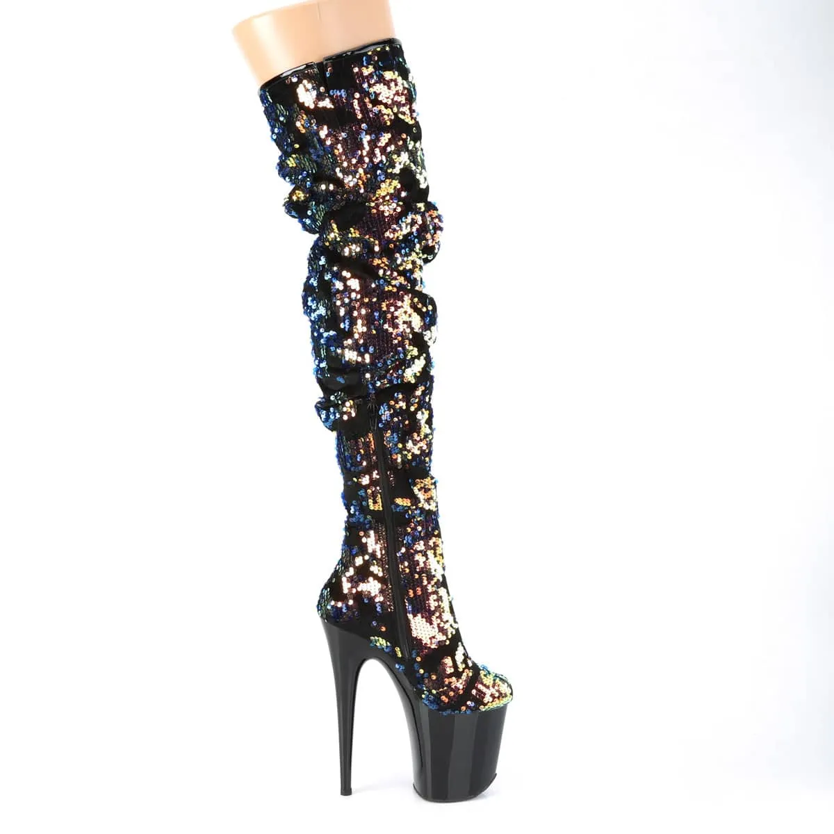 FLAMINGO-3004 Black Thigh High Boots